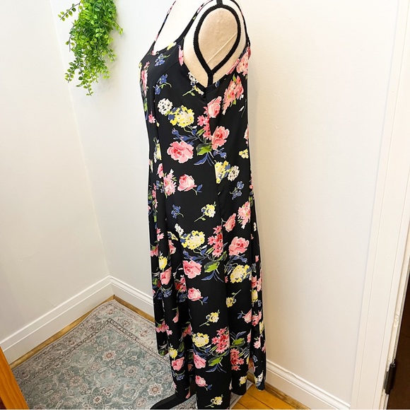 Vintage En Focus Floral Print Satin Midi Slip Dress - Picture 4 of 8